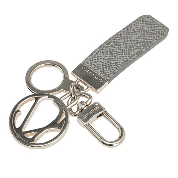 Louis Vuitton Taiga Porte-Clés LV Club Keychain M65047 Glacier Gray Metal Lea... - Picture 1 of 3